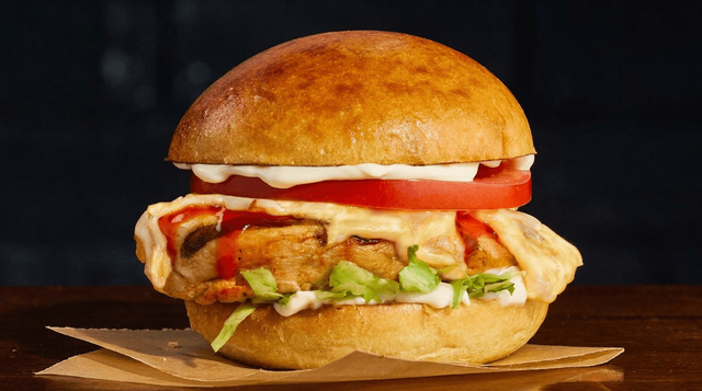 Chicken Cheese Melt Burger.