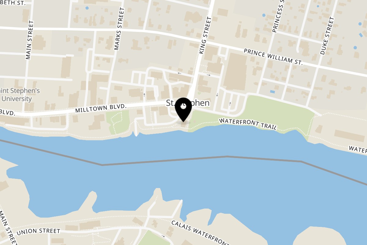 Map showing the location of Pizza Delight St. Stephen on 2 King Street in St. Stephen