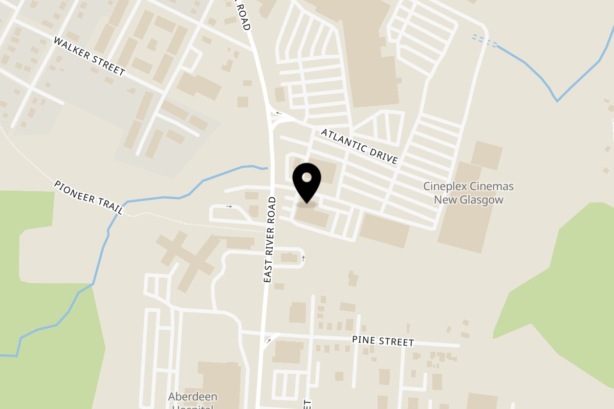 Map showing the location of Pizza Delight New Glasgow on 688 East River Road in New Glasgow