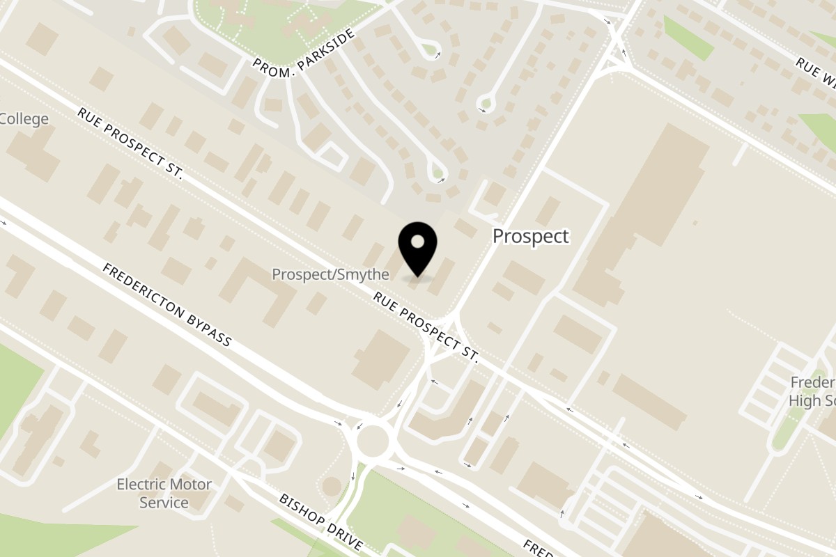 Map showing the location of Pizza Delight Fredericton (Prospect Street) on 989 Prospect Street in Fredericton